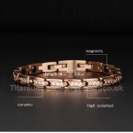 Titanium Rose Golden Womens Bracelet with Rhinestones