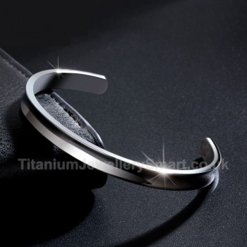 Titanium Mens Concave Mens Bracelet