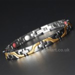 Titanium Retro Mens Cross Golden Bracelet