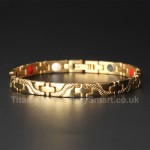 Titanium Retro Mens Cross Golden Bracelet