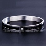 Titanium Black Mens Bracelet with Rhinestones