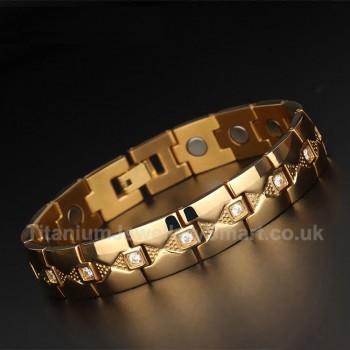 Titanium Rose Golden Bracelet with Rhinestones