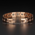 Titanium Rose Golden Bracelet with Rhinestones