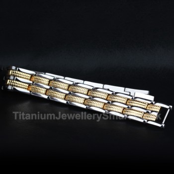 Titanium Mens Golden Bracelet