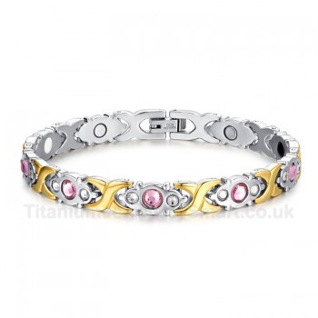 Titanium Womens Bracelet with Rhinestones