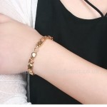 Titanium Womens Heart-shaped Golden Bracelet