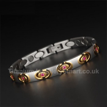 Titanium Womens Bracelet with Rhinestones