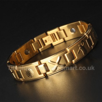 Titanium Mens Golden Bracelet