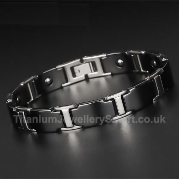 Titanium,Ceramic Mens Black Bracelet