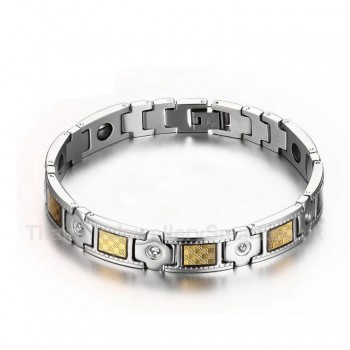 Titanium Cross Mens Bracelet Rhinestones