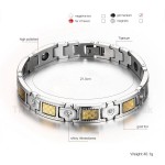 Titanium Cross Mens Bracelet Rhinestones