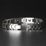 Titanium Cross Mens Bracelet Rhinestones