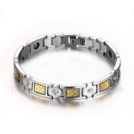 Titanium Cross Mens Bracelet Rhinestones