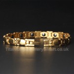 Titanium Womens Golden Bracelet with Rhinestones