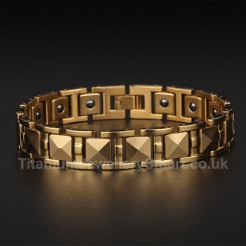 Titanium Mens Golden Bracelet