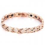 Titanium Womens Rose Gold Bracelet with Rhinestones