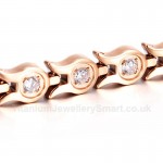 Titanium Womens Rose Gold Bracelet with Rhinestones