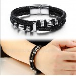 Leather Mens Black Bracelet