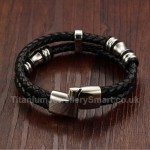 Leather Mens Black Bracelet