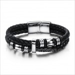 Leather Mens Black Bracelet