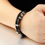 Leather Mens Black Bracelet