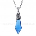 Titanium Blue Crystal Hexagon Prism Pendant with Free Chain