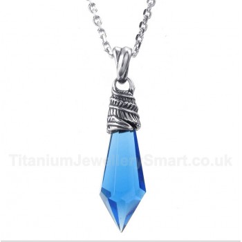 Titanium Blue Crystal Hexagon Prism Pendant with Free Chain