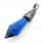 Titanium Blue Crystal Hexagon Prism Pendant with Free Chain