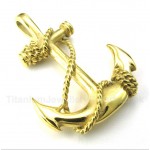 Titanium Gold Anchor Pendant with Free Chain