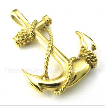 Titanium Gold Anchor Pendant with Free Chain