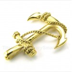 Titanium Gold Anchor Pendant with Free Chain