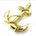 Titanium Gold Anchor Pendant with Free Chain