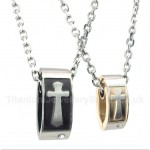 Titanium Cross Couple's Pendant with Free Chain (One Pair)