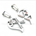 Titanium Heart Shaped Lock Couple's Pendant with Free Chain (One Pair)