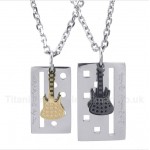 Titanium Guitar Couple's Pendant with Free Chain (One Pair)