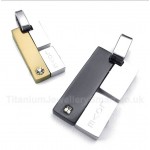 Titanium LOVE Rectangle Couple's Pendant with Free Chain (One Pair)
