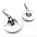 Titanium Diamond Forever Love Round Couple's Pendant with Free Chain (One Pair)