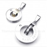 Titanium Diamond Forever Love Round Couple's Pendant with Free Chain (One Pair)