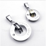 Titanium Diamond Forever Love Round Couple's Pendant with Free Chain (One Pair)