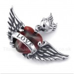 Titanium Love Red Diamond Wings Pendant with Free Chain