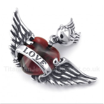 Titanium Love Red Diamond Wings Pendant with Free Chain