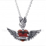 Titanium Love Red Diamond Wings Pendant with Free Chain