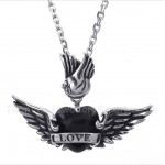 Titanium Love Black Diamond Wings Pendant with Free Chain