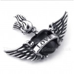 Titanium Love Black Diamond Wings Pendant with Free Chain