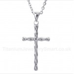 Titanium Bamboo Cross Pendant with Free Chain