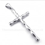 Titanium Bamboo Cross Pendant with Free Chain