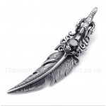 Titanium Black Feather Pendant with Free Chain