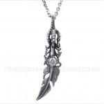 Titanium Feather Pendant with Free Chain