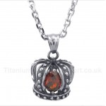 Titanium Red Crystal Crown Pendant with Free Chain
