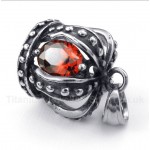 Titanium Red Crystal Crown Pendant with Free Chain